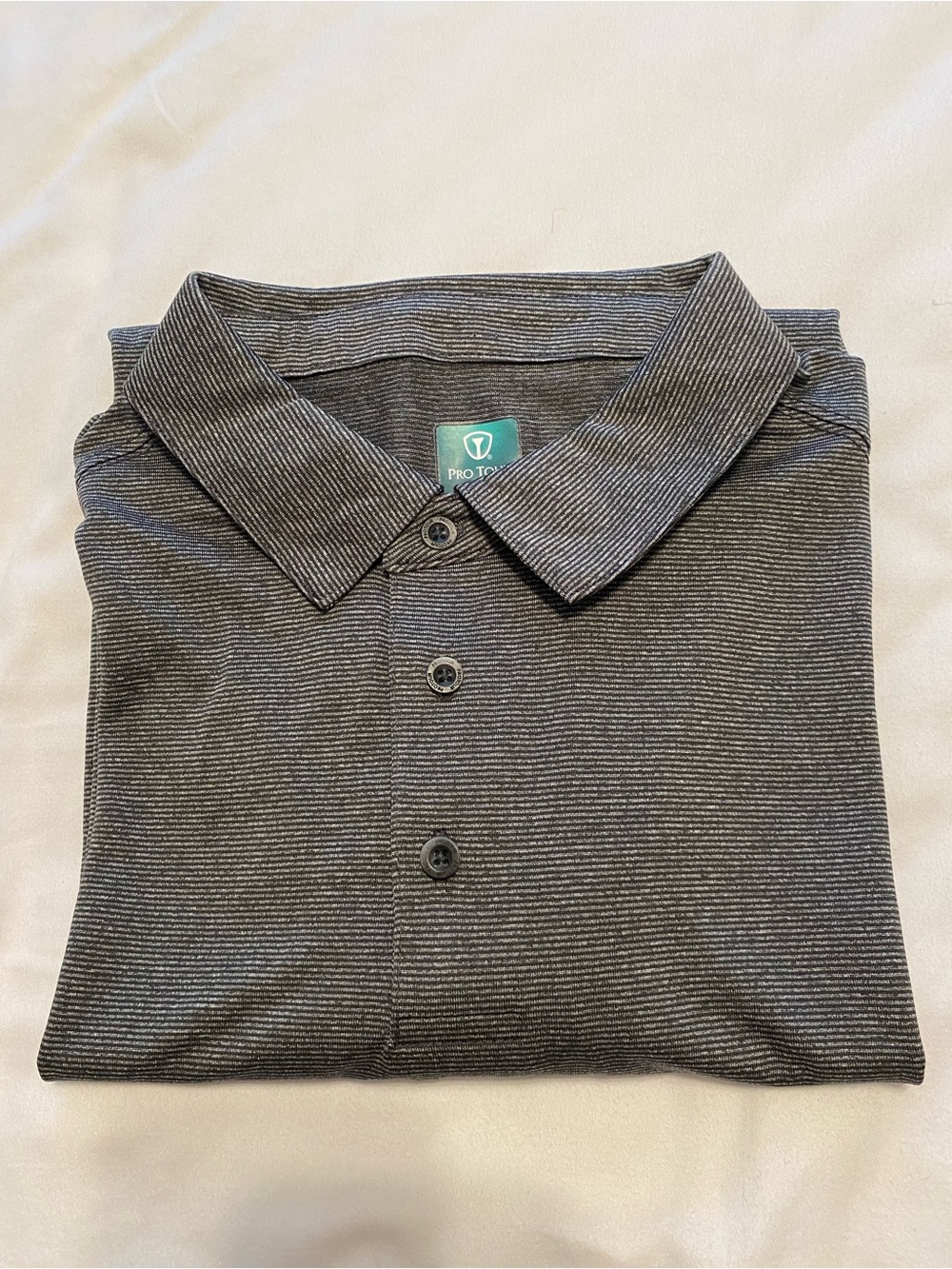 NEW Men’s L Pro Tour Coolplay Charcoal Stripe Long Sleeve Golf Polo Shirt